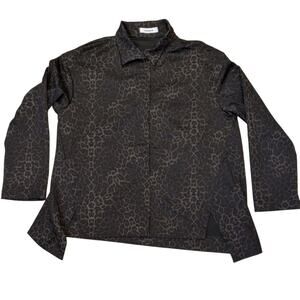 Vitamin black gray cheetah print snap‎ closure collar shirt jacket SIZE M